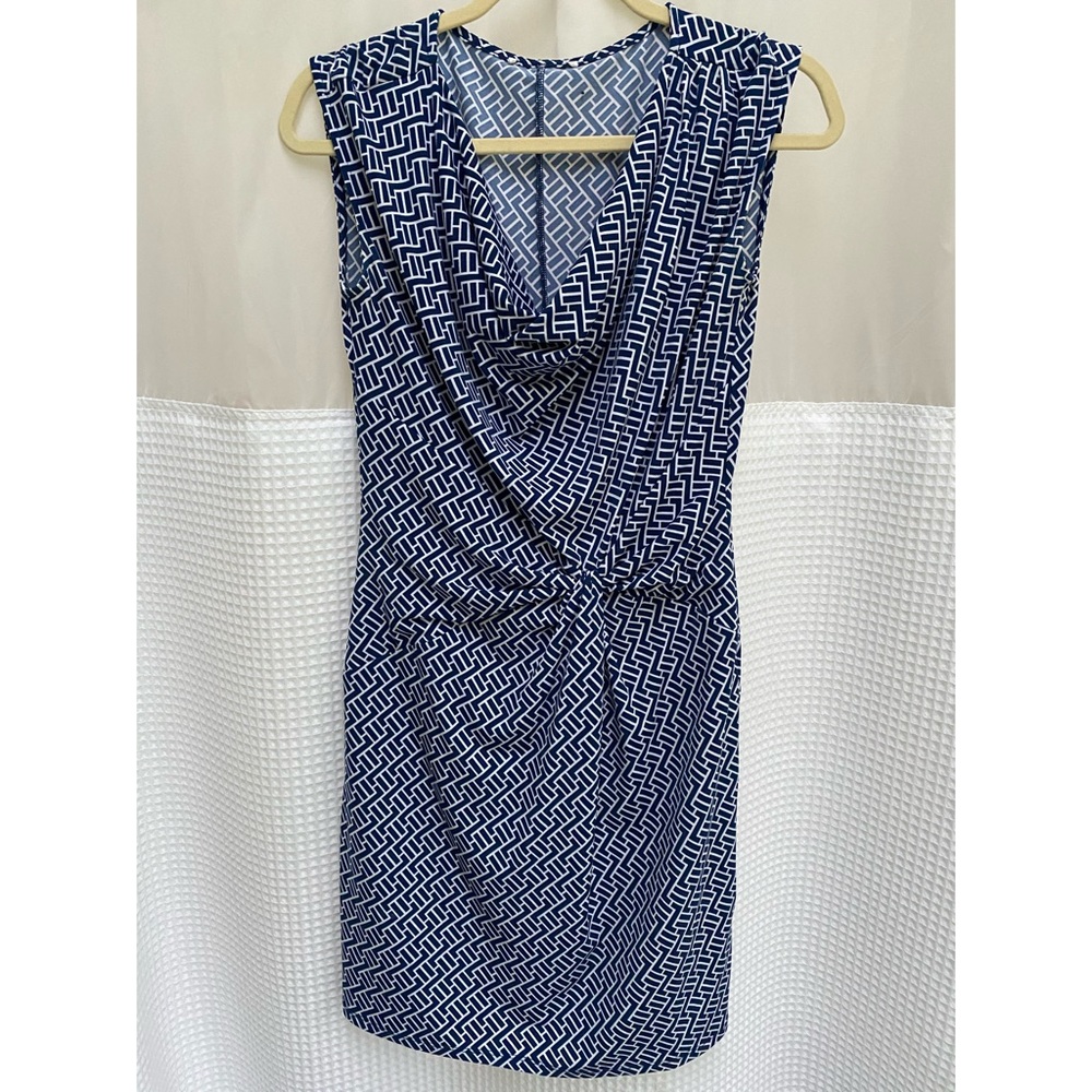 Blue and white work dress